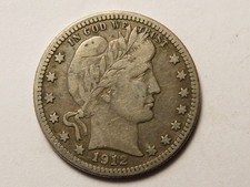 1912-S Barber Silver Quarter Dollar