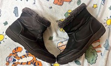 Khombu Black Leather Zip-Front Ankle Boots, Men's Size 8.5 M, Made in Brazil