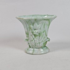 Vintage Slag Glass Table Lamp with Bronze Cherub Base and Figural Lily Florals, 18" Tall — listing 6