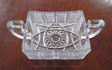 Vintage EAPG Pressed Glass 4-inch Nappy Sauce Dish with Hobstar & Fan Pattern — listing 6