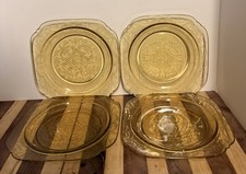 Federal Glass Madrid Amber Depression Glass 8-Piece Set (Sugar, Creamer, Cup, 2 Small Plates, 2 Bowls, Large Plate) — listing 3