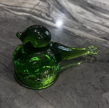 Vintage Green Glass Figural Bird Toothpick Holder / Candle Cup — listing 6