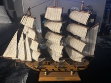 Pair of Handmade Wooden Sailing Ship Models