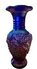 Iridescent Carnival Glass Vase with Grape and Leaf Motif — listing 5