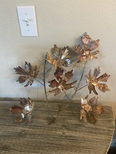 Handcrafted Copper Maple Leaf Wall Sculpture with Flame-Patina Finish