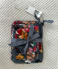 Vera Bradley Quilted Cotton Zip Cosmetic/Pencil Pouch in Navy Paisley Floral