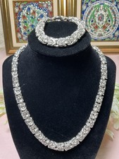 Nepalese Sterling Silver Byzantine (Borobudur) Chain Necklace, 17" with S-Hook Clasp — listing 5