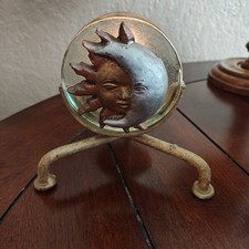 Wrought Iron Sun Face Candle Holder with Cobalt Blue Glass — listing 4