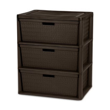 Sterilite 3-Drawer Wicker-Weave Wide Storage Tower Set (Pair) — listing 6