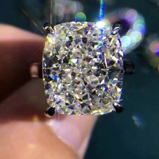 Silver-Tone Solitaire Ring with Round Clear Faceted Stone — listing 2
