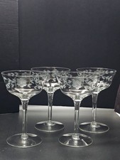 Vintage Wheel-Cut Floral Etched Champagne Coupe / Sherbet Glass — listing 2