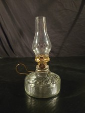 Vintage Miniature Glass Oil Lamp with Hand-Painted Embossed Grape and Fruit Design, Missing Chimney — listing 6