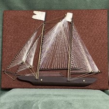 Handmade Folk Art String Art Sailing Ship Model with Wooden Masts — listing 5