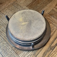 Set of 6 Silver-Plated Ornate Scroll-Engraved Coasters — listing 4