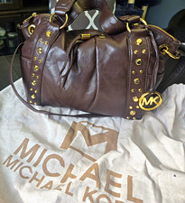 Michael Kors Medium Signature Satchel with Center Stripe (Brown/Luggage) — listing 4