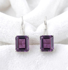Sterling Silver Oval Amethyst Drop Earrings with Filigree Settings, Leverback — listing 2