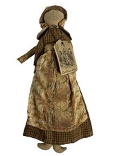 Handmade Cloth Rag Doll with Hand-Painted Face, Yarn Braids, and Cream Muslin Dress — listing 5