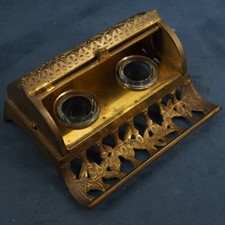 Vintage Pressed Glass Double Inkwell Desk Stand with Pen Rests — listing 5