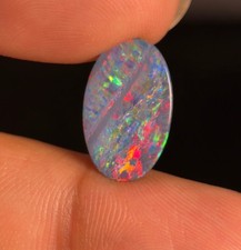 Solid Australian Boulder/Crystal Opal Freeform Cabochon, Multicolor Play-of-Color — listing 6