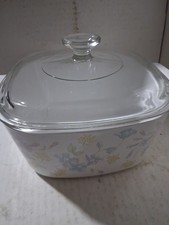 Corning Ware Casserole Dish with Pastel Floral & Ribbon Motif — listing 3