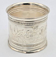 Antique Sterling Silver Napkin Ring with Engraved Floral Motif and Monogram — listing 5