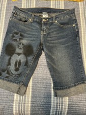 Disney Mickey Mouse High-Rise Button Fly Cuffed Denim Shorts — listing 3