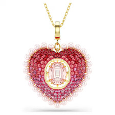 Silver-Tone Puffed Filigree Heart Pendant with Swarovski Crystal Accents, 1-1/2" Wide — listing 6