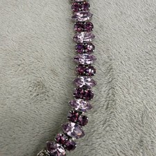 Vintage Rhinestone Choker Necklace with Baguette Stone Stations