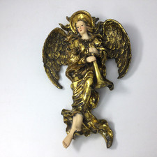 Gold Gilt Winged Angel with Trumpet Wall Plaque — listing 2