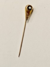 Antique Stickpin with Prong-Set Faceted Clear Stone — listing 2