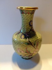 Chinese Cloisonné Enamel Baluster Vase with Peony Floral Design on Gilt Ground
