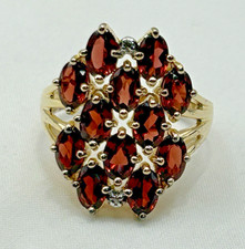 Vintage Gold-Vermeil Sterling Silver Garnet Cluster Ring with Rope Detail Shoulders — listing 4