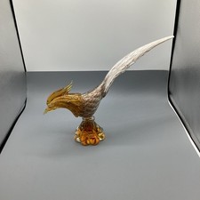 Murano-Style Hand-Blown Art Glass Bird Figurine with Amber & Amethyst Sommerso Body — listing 4