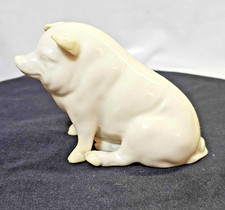 Belleek Irish Parian China Seated Pig Figurine Green mark