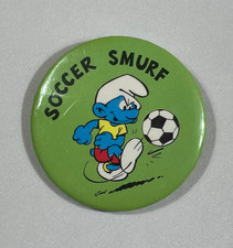 Vintage 1980s Soccer Smurf Pinback Button — listing 4