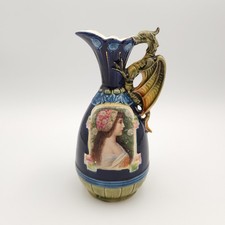 Vintage Majolica-Style Hexagonal Dragon Vase with Applied Relief Decoration — listing 4