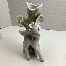 Mid-Century Ceramic Deer Head Figural Vase, Beige Cream & Brown, 8 inch — listing 4