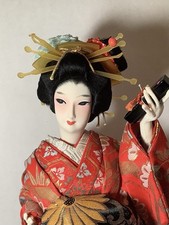 Pair of Japanese Ariake Geisha Dolls on Wood Bases - 'Okichi' (C-60) and 'Love Letter/Koibumi' (C-75)