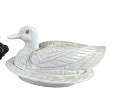 Westmoreland Blue Glass Duck on Nest Covered Candy Dish, 4 1/2 inch — listing 3