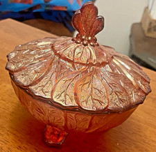 Red Amberina Carnival Glass Rose Bowl with Hobstar & Sawtooth Pattern — listing 4