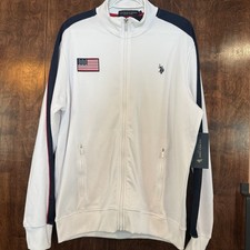 U.S. Polo Assn. Men's White Full-Zip Track Jacket with American Flag Patch — listing 2