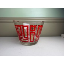 Vintage Ruby Red Flashed Glass Thumbprint Goblet with Gold Atomic Starburst Design — listing 6