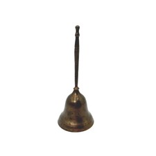 Vintage Brass Hand Bell with Cross Motifs and Long Handle — listing 2
