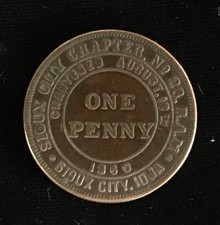 Vintage Masonic Mark Penny / Personal Membership Token - Bay City Lodge No. 865 AF & AM (1941-1942) — listing 4