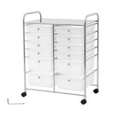 8-Drawer Rolling Storage Cart with Chrome Frame and Ombré Gray Plastic Drawers — listing 4