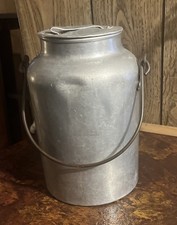 Decorative Galvanized Metal Milk Can Vase with Woven Basket Weave Sleeve — listing 3