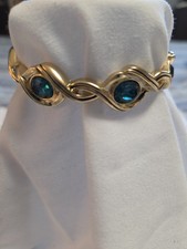 Napier Silver-Tone Faceted Multi-Stone Stretch Bracelet with Green Foil Center Stone — listing 2