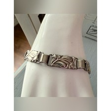 John Lauritzen Danish Sterling Silver 924 Twisted Leaf Link Bracelet, 7" x 1/2" — listing 2