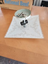 Frosted Glass Ruffle-Edge Ceiling Lamp Shade with Red & Silver Floral Decoration — listing 6