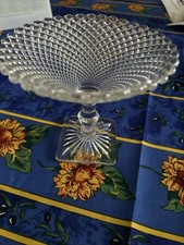 Pressed Glass Footed Compote with Scalloped Tulip Rim and Square Base — listing 6